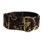 Martingale halsband zwart met gouden bladeren (brokaat)