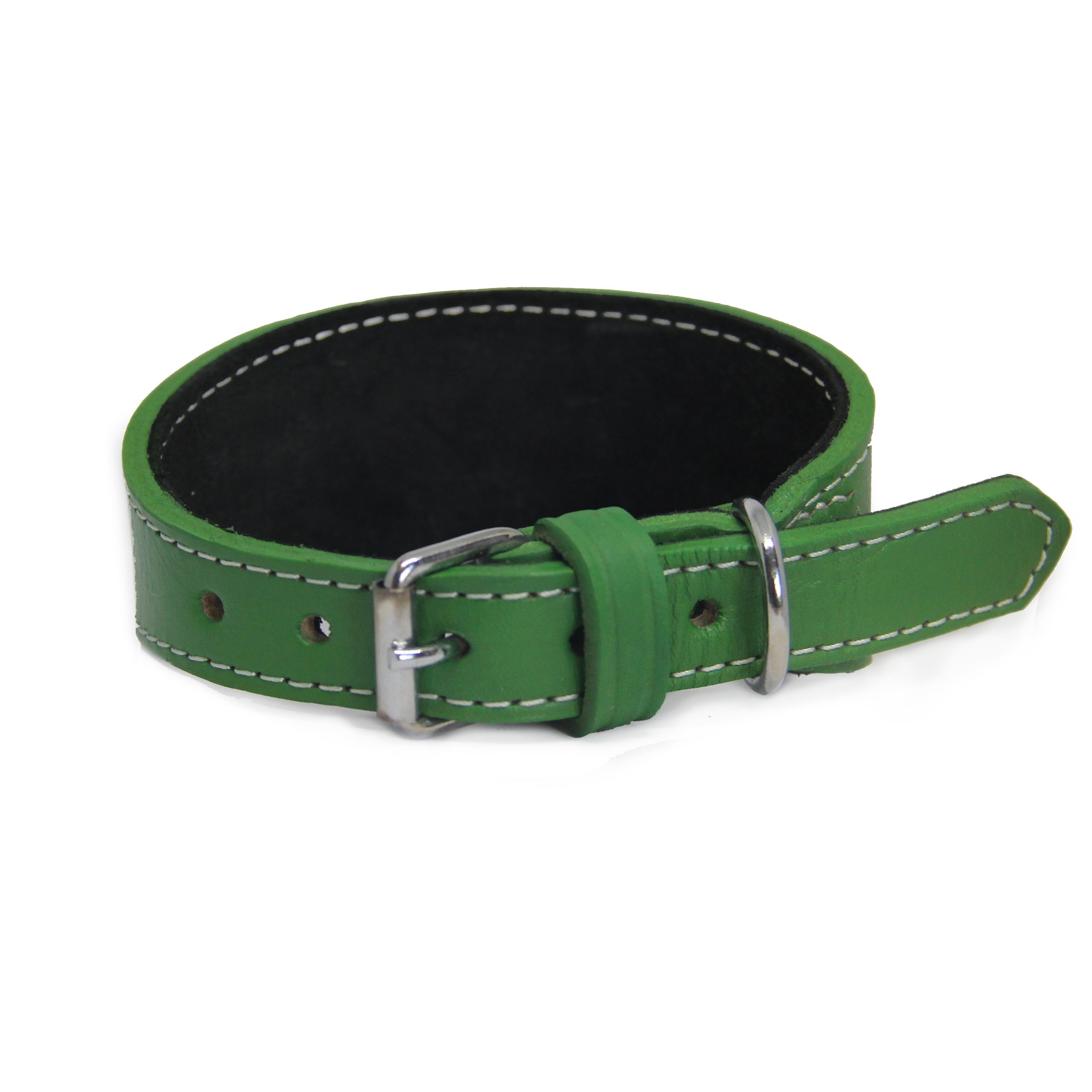 green1 Leren windhonden halsband - Groen - Afbeelding 1
