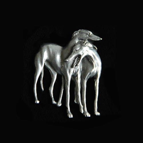 mbroche6 Windhonden Broche - Twee Windhonden - Afbeelding 1