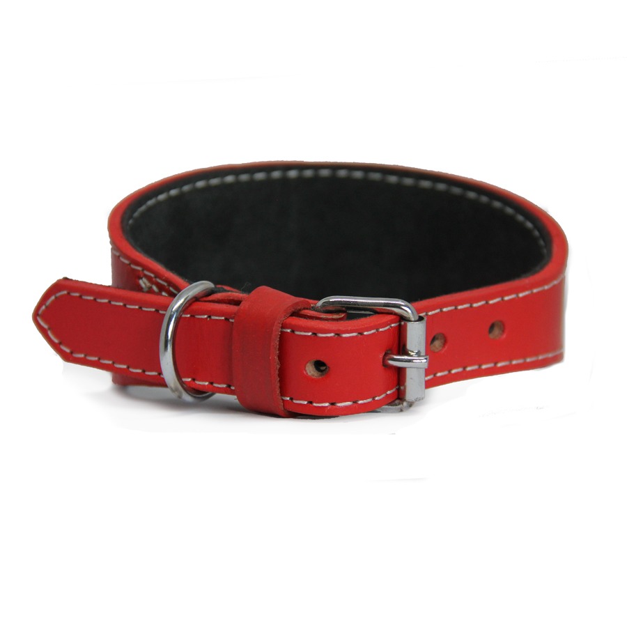 red1 Leren windhonden halsband - Rood - Afbeelding 1